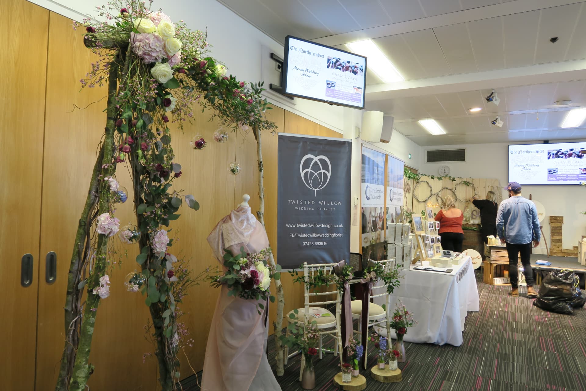 Florist display and exhibitor stands at the Moray Wedding Show